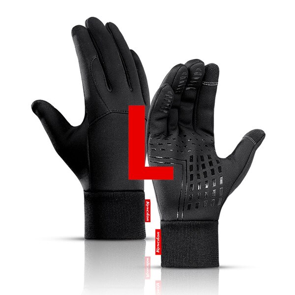 XiaoMi mijia warm windproof gloves touch screen water repellent non-slip wear-resistant bicycle riding ski sports gloves: Black L
