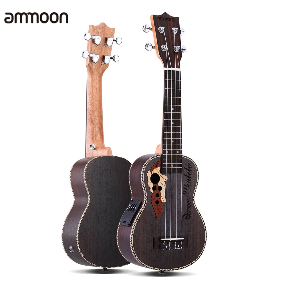 ammoon 21 Inch Rosewood Wood Ukulele Ukelele Uke with EQ 6.35mm Output 4 Nylon Strings Mini guitar Stringed instruments