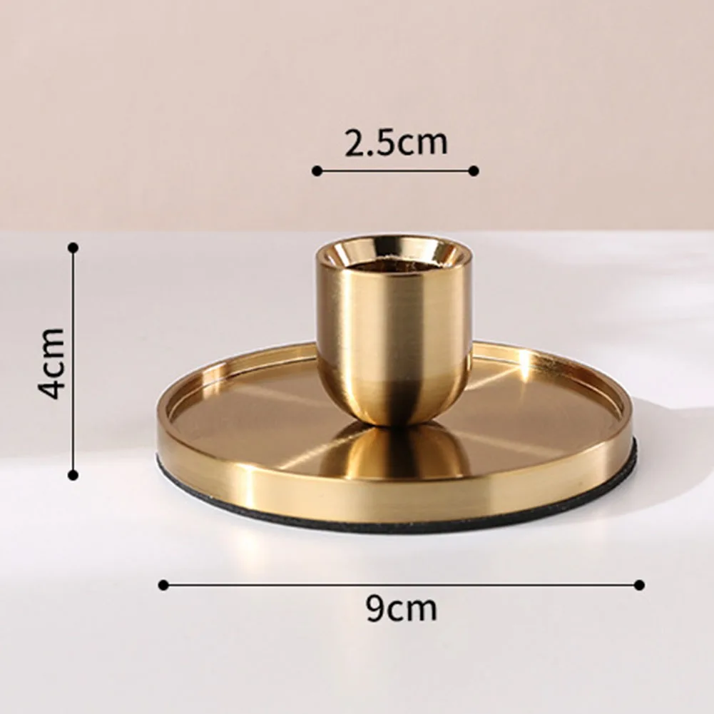 1pcs Candle Holder Desktop Candlestick Adornment Metal Candlestick Taper Candle Holder With Handle Home Wedding Decorations: silver