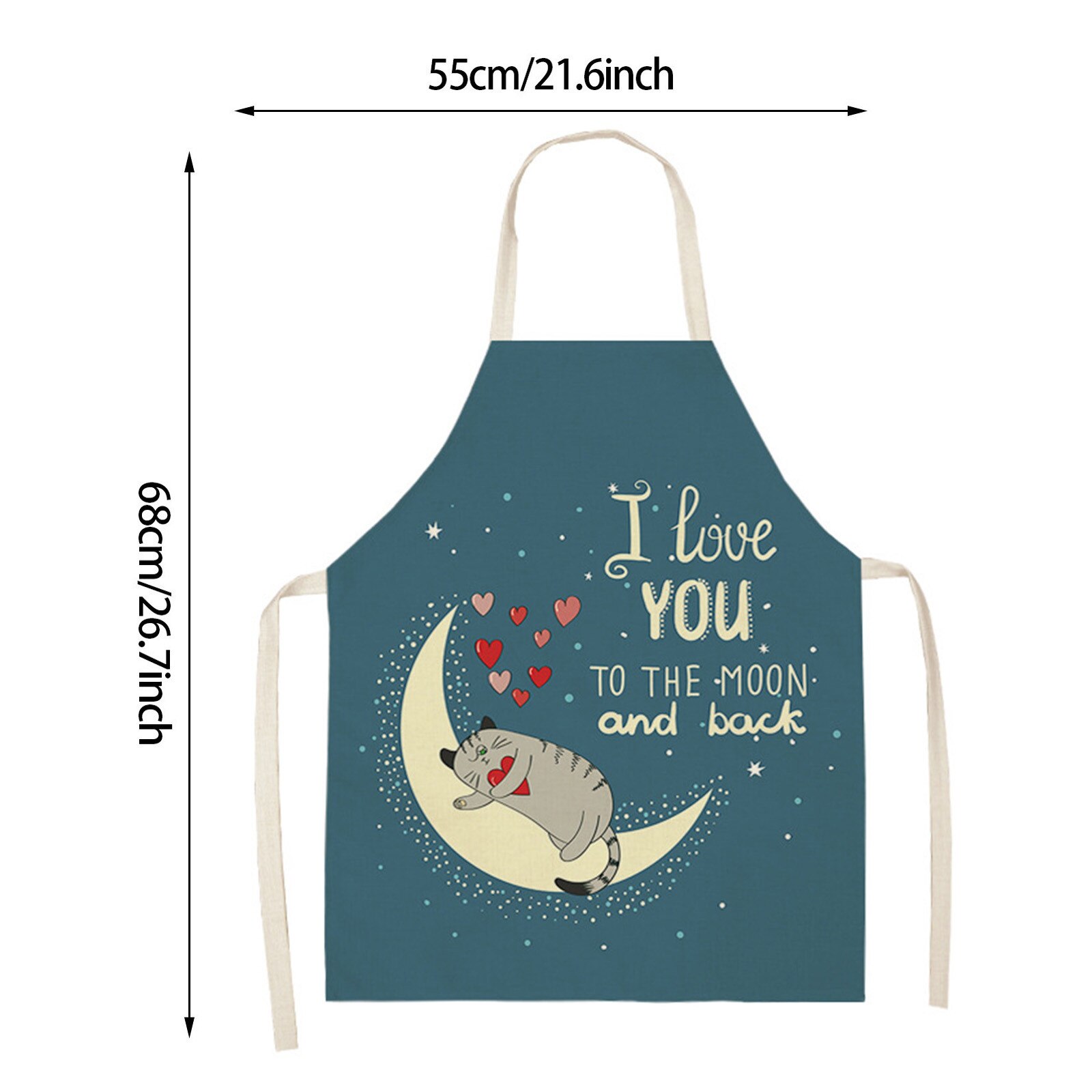 25#Adult Aprons Family Kitchen Accessories Valentine's Day Print Linen Family Aprons Accessories Cleaning Clothes Aprons