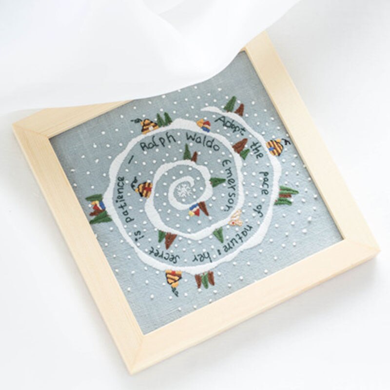 Diy broderi starter kit fortrykt håndarbejde plante mønster farve tråde til håndlavet tue 88