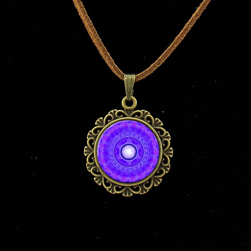 Retro Om Lederen Ketting Mandala Bloem Hanger India Choker Verklaring Kettingen Chakra Zen Yoga Vriendschap Sieraden L 214: L265