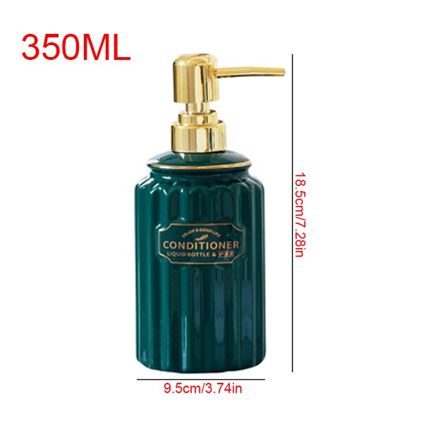 Ceramic Soap Dispenser Bottle White Large-capacity Shower Gel Shampoo Press Bottle Fillable Bathroom Empty Bottle: conditioner green