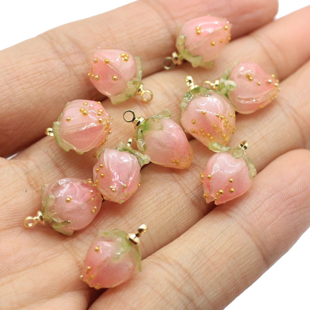 Breloques en résine à fleurs roses, 20/50 pièces, artisanat 3D, classique en forme de lanterne, pour fête à domicile, magasin de bijoux, ornement,