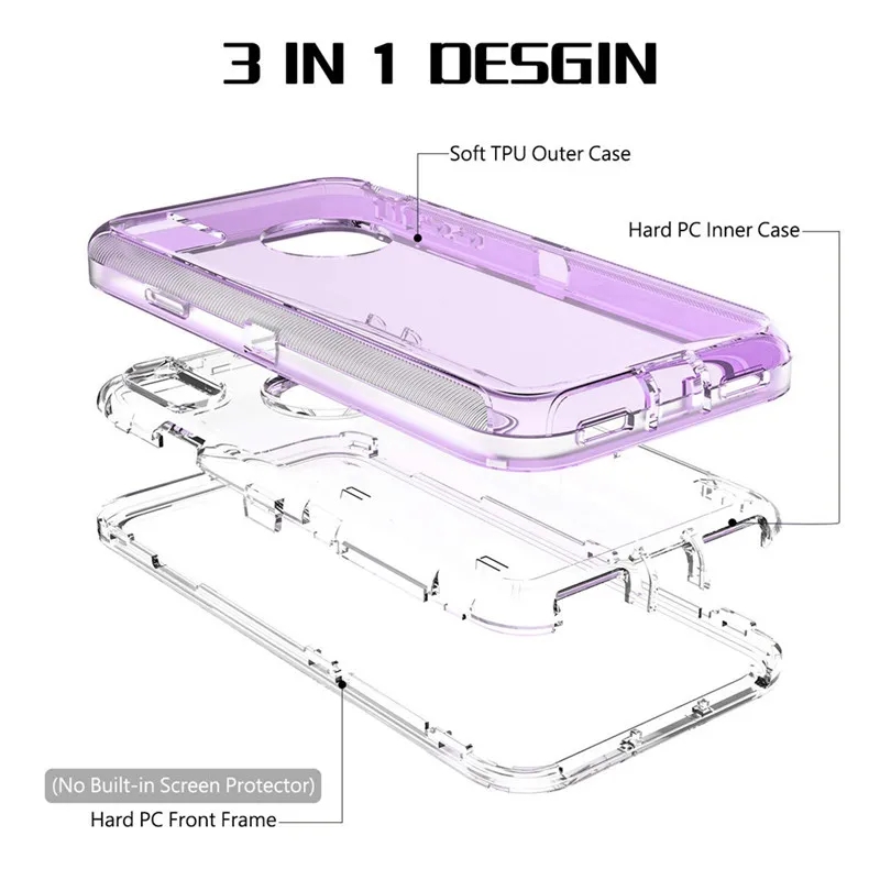 Transparant hoesje voor iPhone 17 Pro Max 17 Air 17 Pro Volledige 3-in-1 Schokbestendig Heavy Duty Anti-kras Robuuste Clear Cover Funda