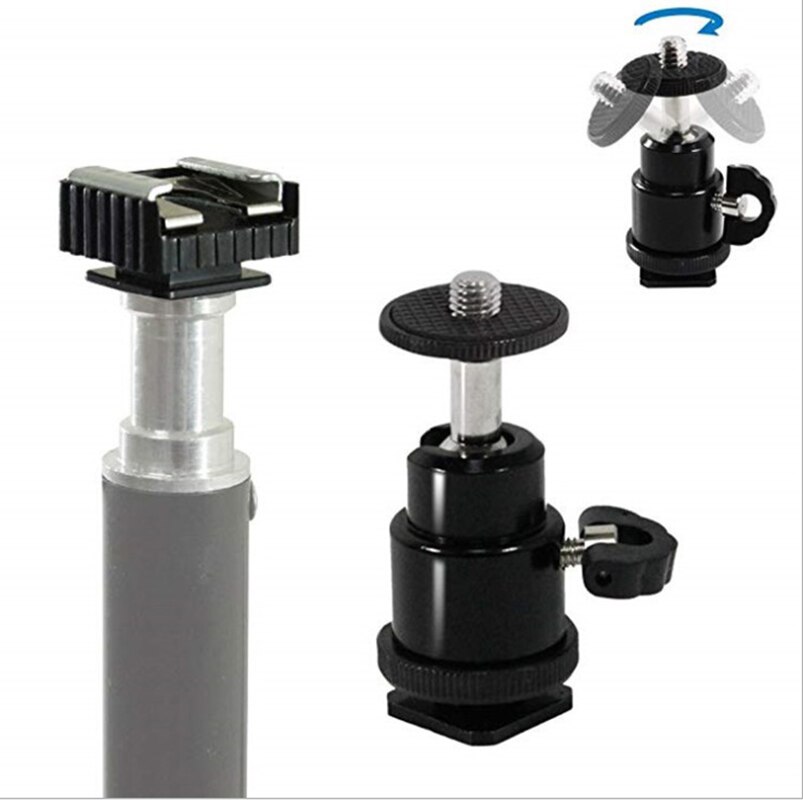Mini Ball Head Shoe Adapter 1/4 Mount Schroef Voor Dslr Camera Led Video Camera Statief 360 Graden Dslr camera Accessoires
