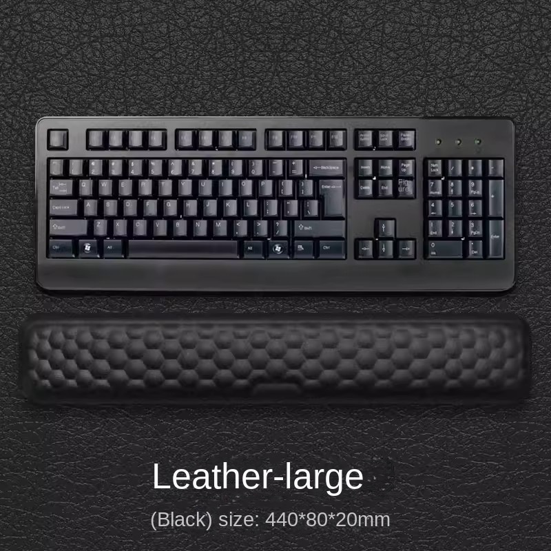 Tastatur-Pad-Set, Memory-Schaum, für Büro, Computer, Laptop, einfaches Tippen, Schmerzlinderung, Tastatur, Handgelenkauflage, L: Black