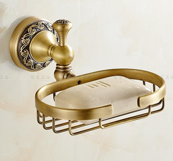 Antique Brushed Brass Bathroom Accessories Sets European Carving Bronze Bathroom Hardware Set Bathroom Products Rw2: soap net