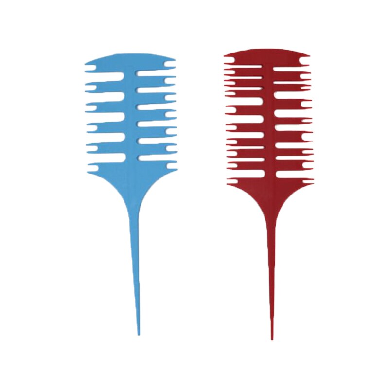 Hair Brush Comb Plastic fish bone comb Two sided multifunction highlight weaving comb hair tools Perm Comb hair: Red and Blue