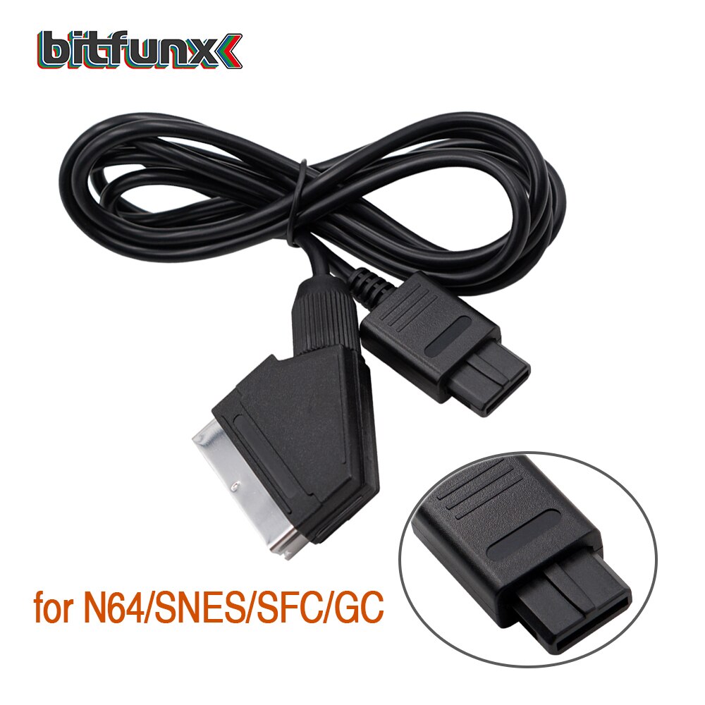 Bitfunx Scart Cable 1,8 m para PS2/PS1/Dreamcast/SEGA MD1/MD2Megadrive 1/Génesis 1/XBOX/WII/Saturn Video juego de Cable: for N64-SNES-NGC-SFC