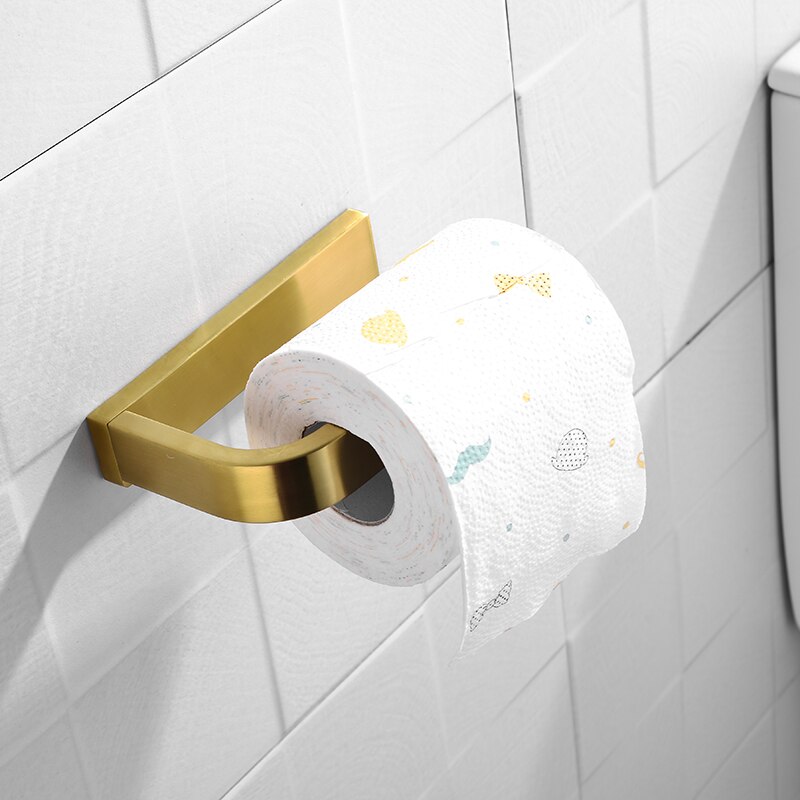 Geborsteld Goud Toiletrolhouder Wall Mounted Roll Papier Rack voor Keuken Badkamer Accessoires