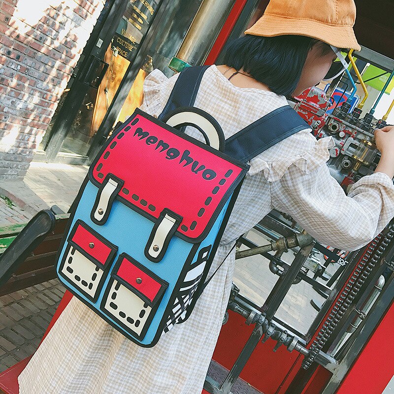 2020 nova moda unissex mochila 2d desenho de volta packs mulheres dos desenhos animados saco de quadrinhos 3d mochila faculdade sacos de viagem para meninas