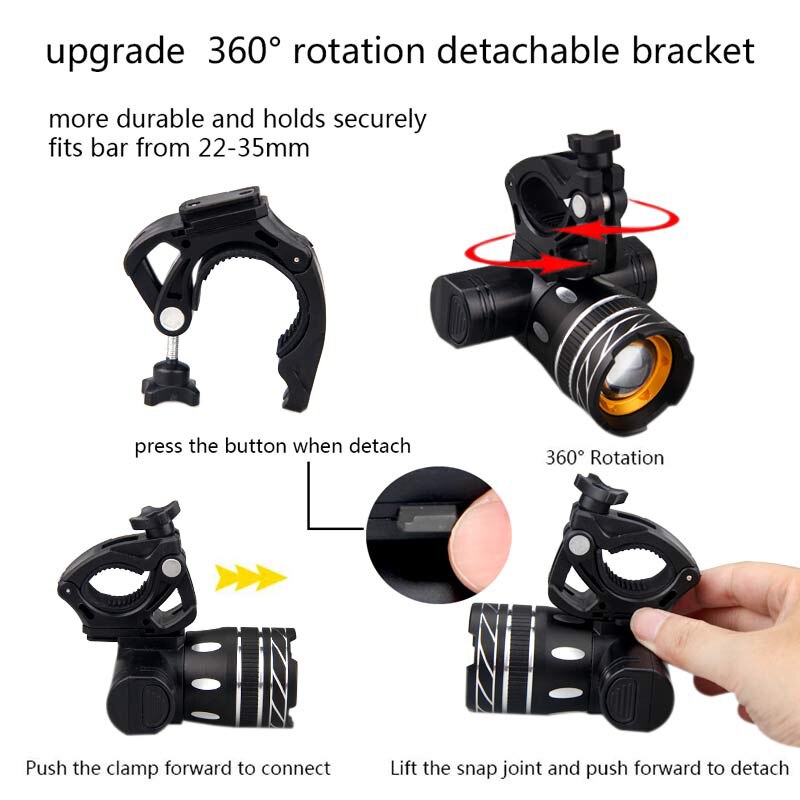 Waterproof USB Rechargeable Bike Light T6 LED Front Bike Headlight MTB Bicycle Lamp with Built-in Battery Cycling Accessories