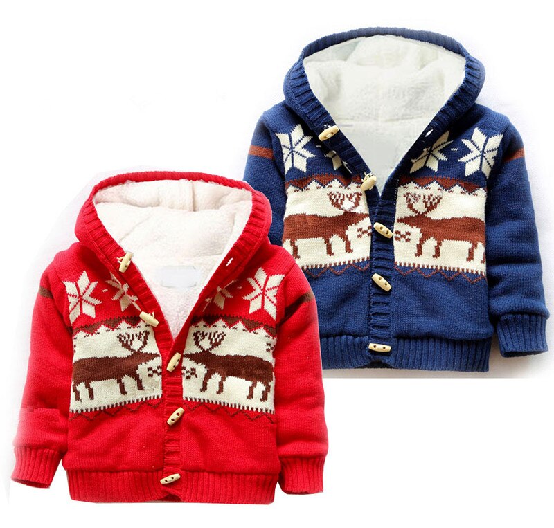 autumn winter baby sweaters children clothing boys / girls knitted sweaters kids hooded Christmas deer cardigan coat