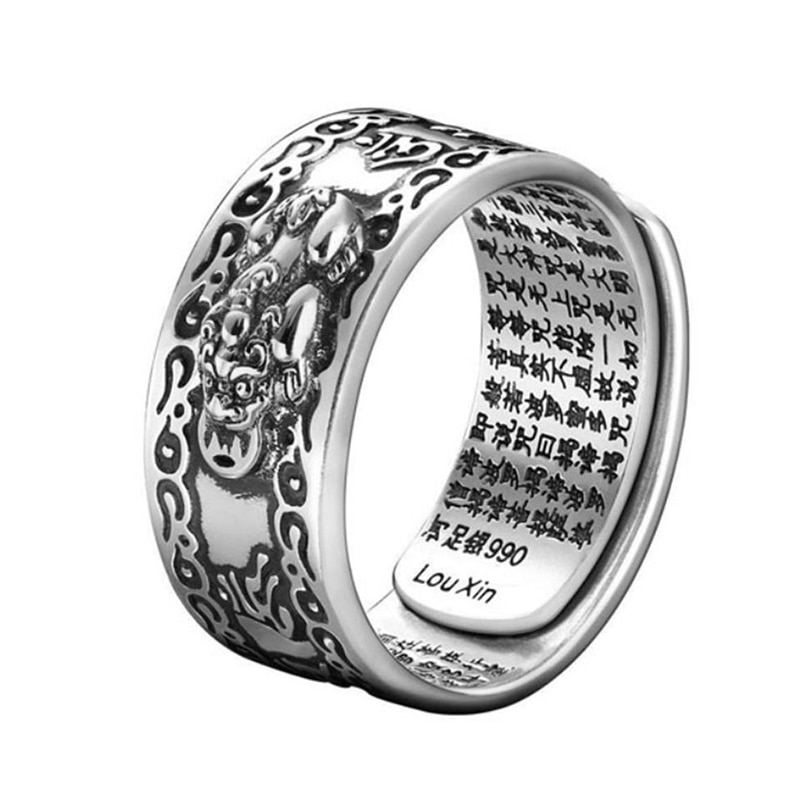 Domineering Pixiu Feng Shui Amulet Wealth Good Luck Adjustable Ring Women Men's Exquisite Ring Buddhist Jewelry