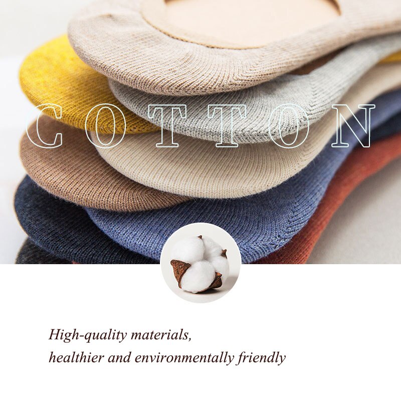 5Pair Women's Cotton Invisible No Show Socks Non-slip Silicone Sock Solid Color Felmen Sock Slippers Short Socks