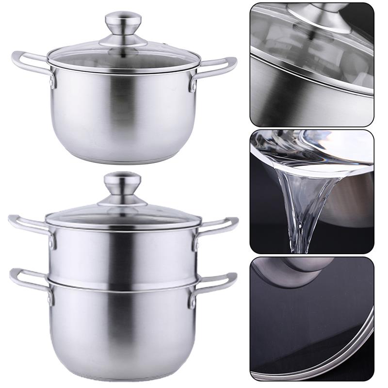 Stainless Steel Steamer Steaming Pot Energy-saving Steamer Boiler Universal Cooking Pot for Induction Cooker Gas Stove Steam Pot