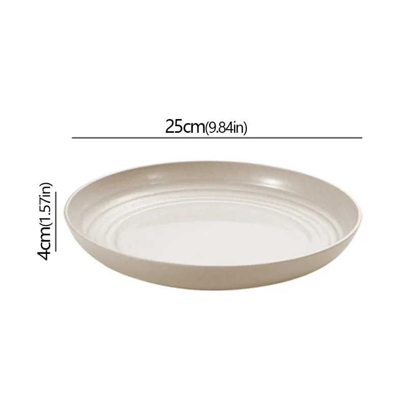 Wheat Straw Solid Color Round Plates Salad Dessert Dinner Reusable Microwave Safe Anti Fall And Shatter Plates Fruit Plate: Watermelon red