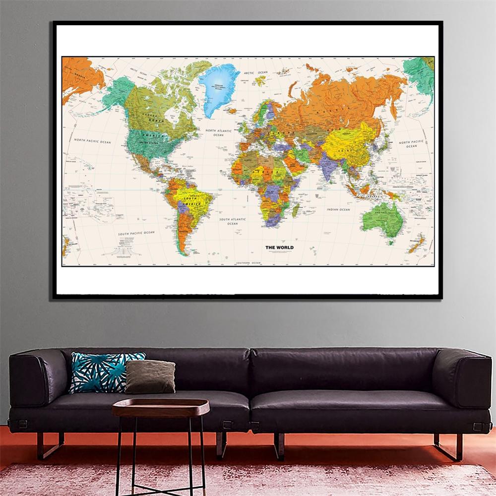 60x120cm HD World Map Newest World Projection Map For Wall Decor And Education