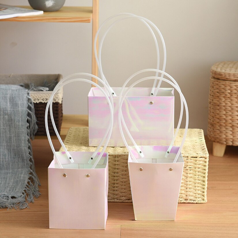 Colorful Box Flower Packaging Bags Handbag Flower Box for Women Wedding Groomsmen Box Kraft Candy Business Supplies