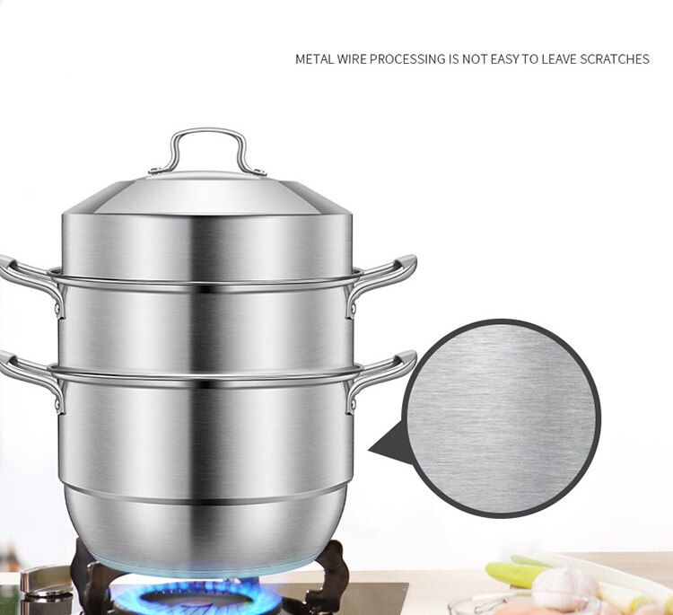 304 Steamer Stainless Steel cooker 3/2 layer rice roll pots Thickened Double Boilers Bottom steam Pot for coooking