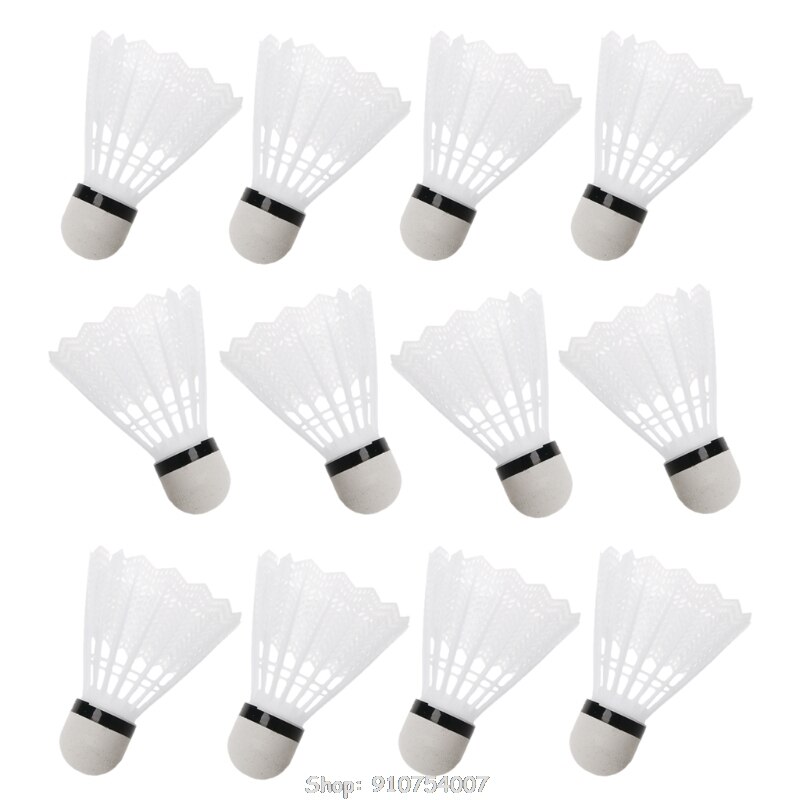 12Pcs White Badminton Plastic Shuttlecocks Indoor Outdoor Gym Sports Accessories N21 20