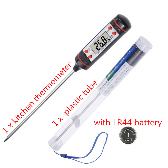 Anpro thermomètre numérique pour BBQ | Cuisine, pour aliments, gâteau viande, bonbons, Grill, dîner cuisson ménagère, jauges avec batterie: 01-Black