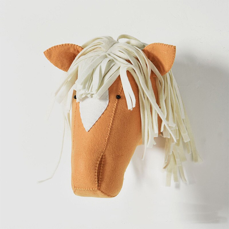 Ins Nordic Animals Head decorazione murale feltro fatto a mano teste di animali appeso a parete giocattoli di peluche Baby Boy Room Kids Girl Room Decor: horse coffee