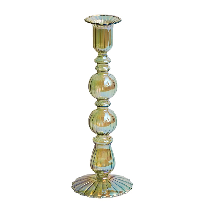 Floriddle Retro Candlesticks Taper Candle Holders Tall Candlesticks Decoration Party Glass Vase Home Decor Wedding Decoration: MULTI