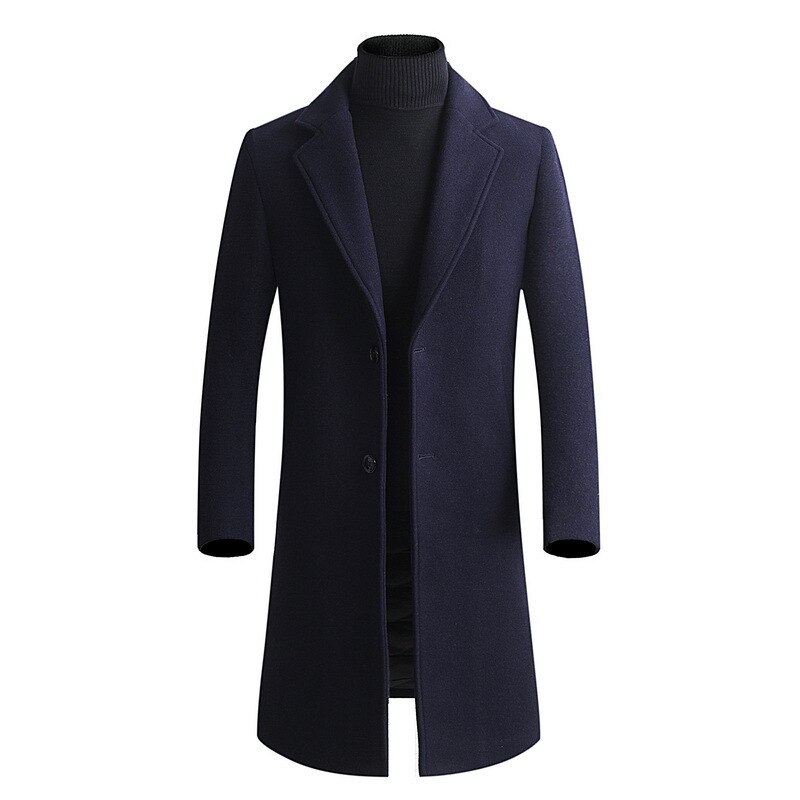 BOLUBAO Men Thickening Wool Coat Winter Mens Slim Fit Warm Outerwear Men's Casual Wool Coats: Nvay / XL
