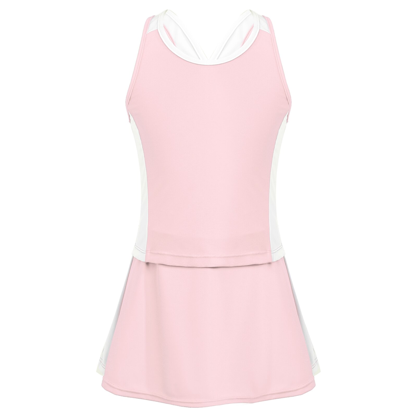 Summer Tennis Sportswear Kids Girls Sport Vest Tops and Skorts Set Casual Sleeveless Sports Suit Teens Badminton Tennis Outfits