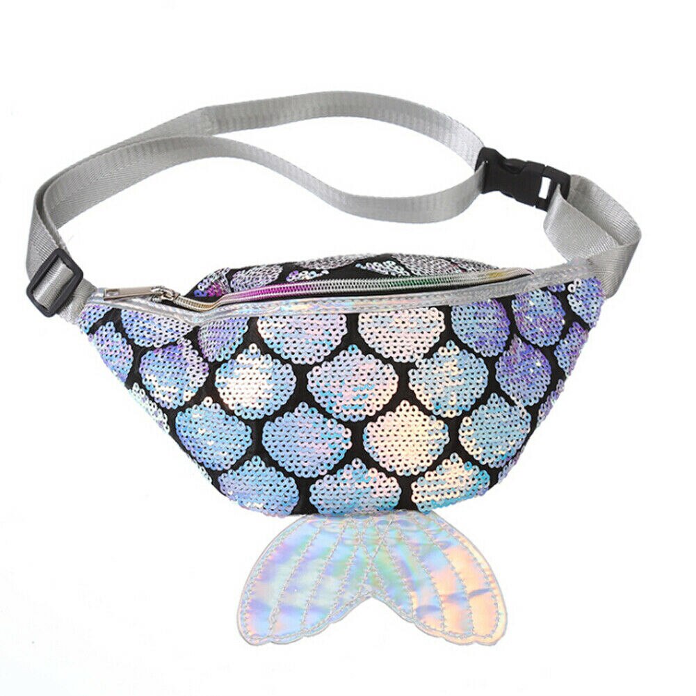 Waist Bag Sequins Mermaid Wallet Purses Chest Pack Travelling Mobile Phone Bag: Silver