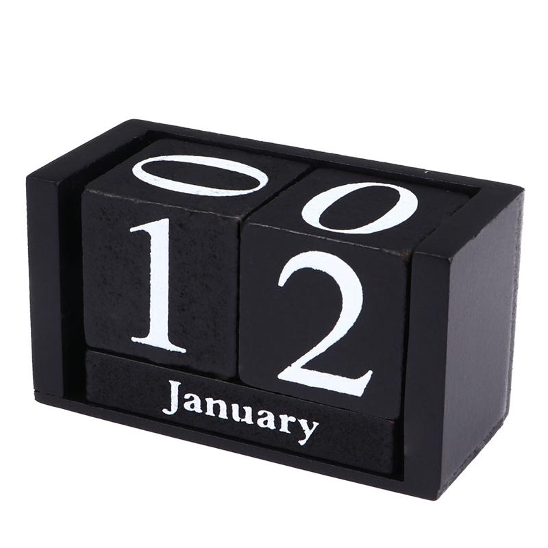 Desktop Wooden Calendar Vintage Calendar Desktop Wood Block Month Date Display