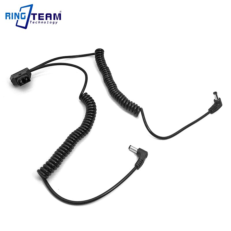 Power D-Tap DTap Spliter Cable to 2x 5525 DC Angled Plug (In+ Out-) Spiral Cable For BMPC BMCC / Monitors / Lights / Lamps