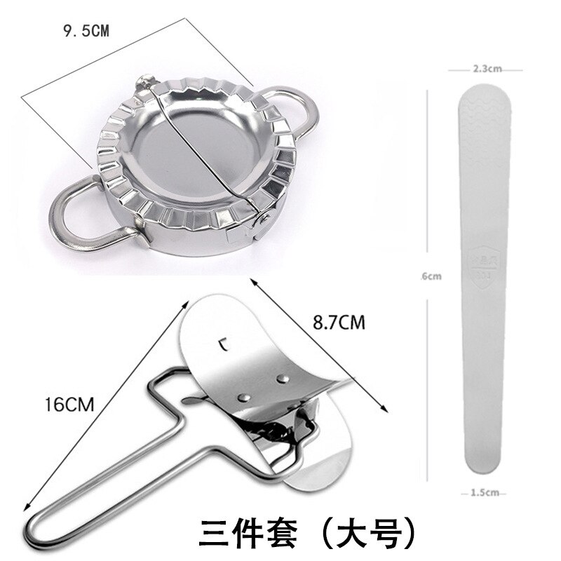MEMDOO 3PCS Stainless Steel Dumpling Makers Mold Ravioli Gyoza Maker Dough Cutter Wrappers Presser Making Machine for Kitchen: L