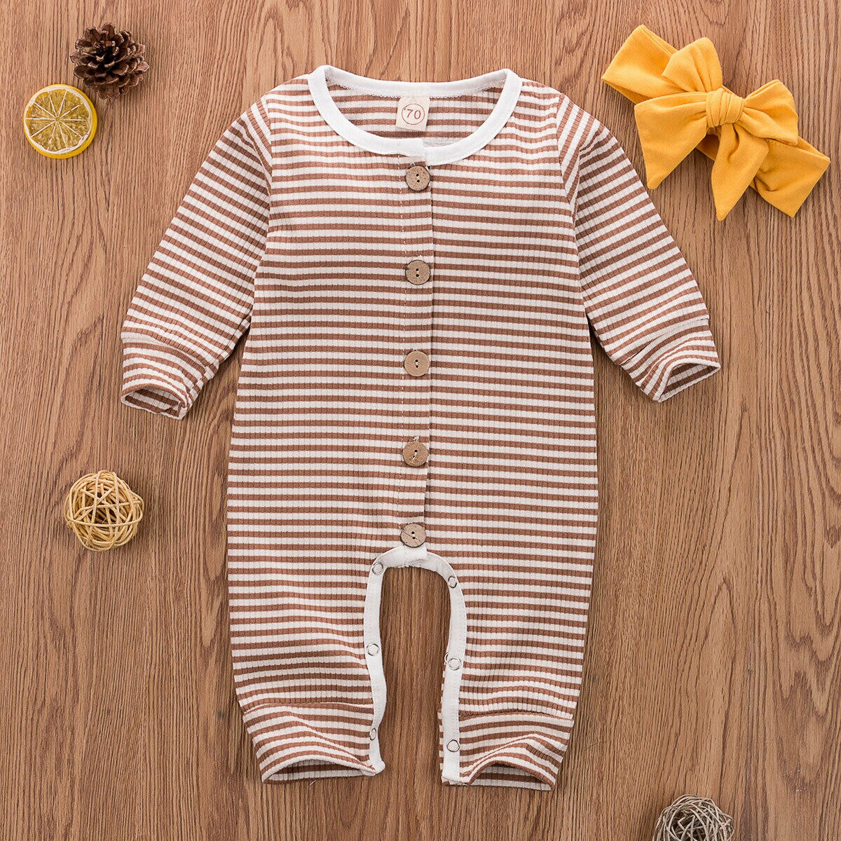 Citgeett Autunno Appena nato Del bambino Della Ragazza del Ragazzo unisex A Righe Pagliaccetto Lungo Maniche Della Tuta Abbigliamento Primavera Abiti Invernali