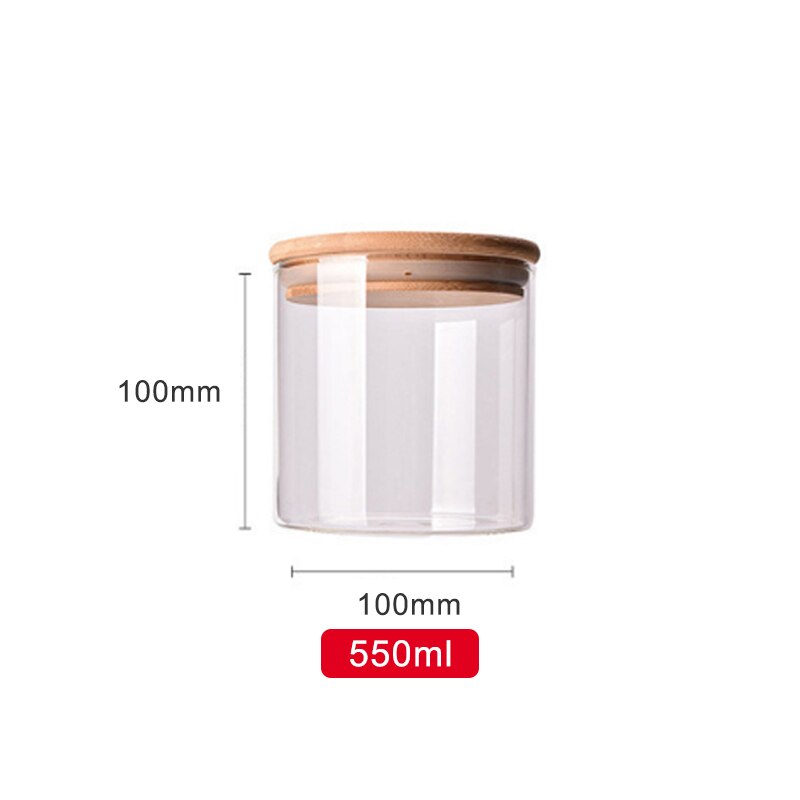 Pot à bonbons pour épices verre récipient Transparent bocaux en verre avec couvercles pot à biscuits pots de cuisine et couvercles petite taille: 550ml