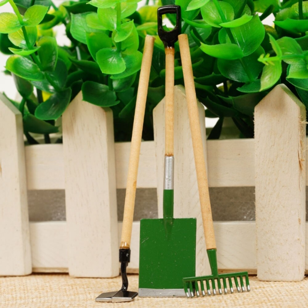 Dongzhur Garden tools 3 pieces 1:12 dollhouse simulation model Potted Plants Maintenance Outdoor garden furnishings toy