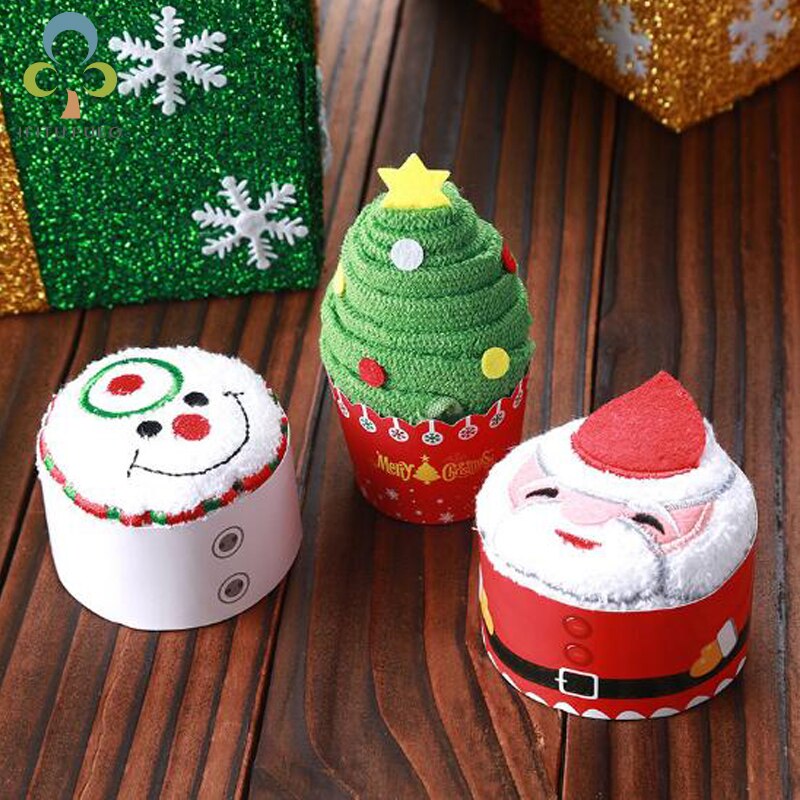 30*30 cm Vrolijk Kerstfeest Cupcake Katoenen Handdoek Baby Jaar Kerstboom Kerstman Kerst Cadeau handdoek LYQ