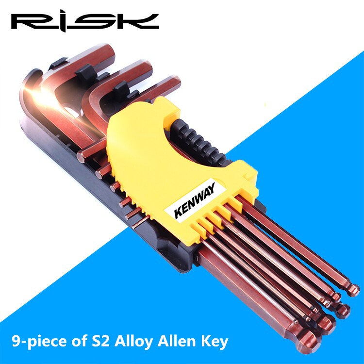 RISK 9pcs 1.5mm - 10mm Hexagon Allen Key Wrench Tools set Ball Head Spanner set Screwdriver Set Tool Kit Allen screw wrench