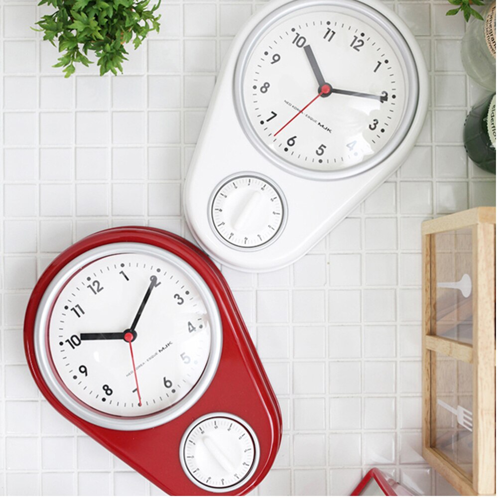 1pc Kitchen Timer Wall Clock Household Timer Modern Style without Battery for Home (Red)
