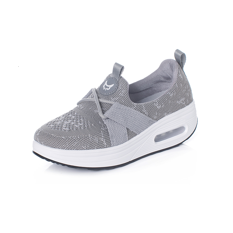 Thick Sole Shaky Shoes Women Leisure Walking Rocking Shoes Shaping Wedge Platform Wedge Sneakers Woman Healthy Fitness Shoes: grey swing shoes / 6