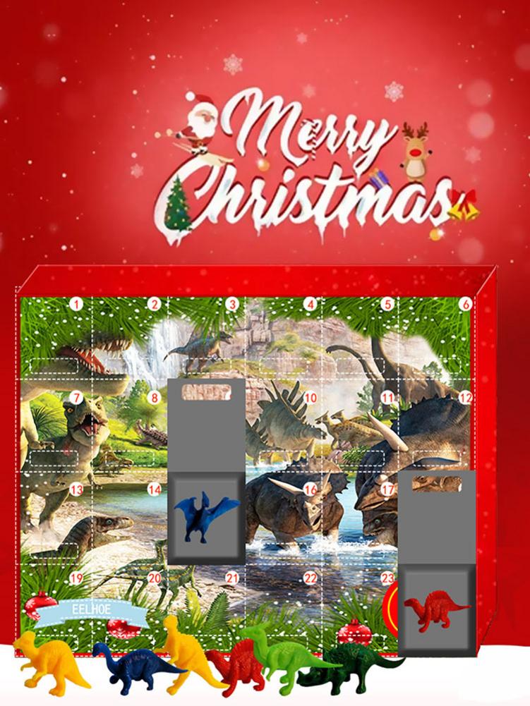 Kerst Advent Countdown Kalender Dinosaurussen Geschenkdoos 24Pcs Knijp Dier Speelgoed Dier Standbeelden Educatief Leuk Speelgoed Voor Kind