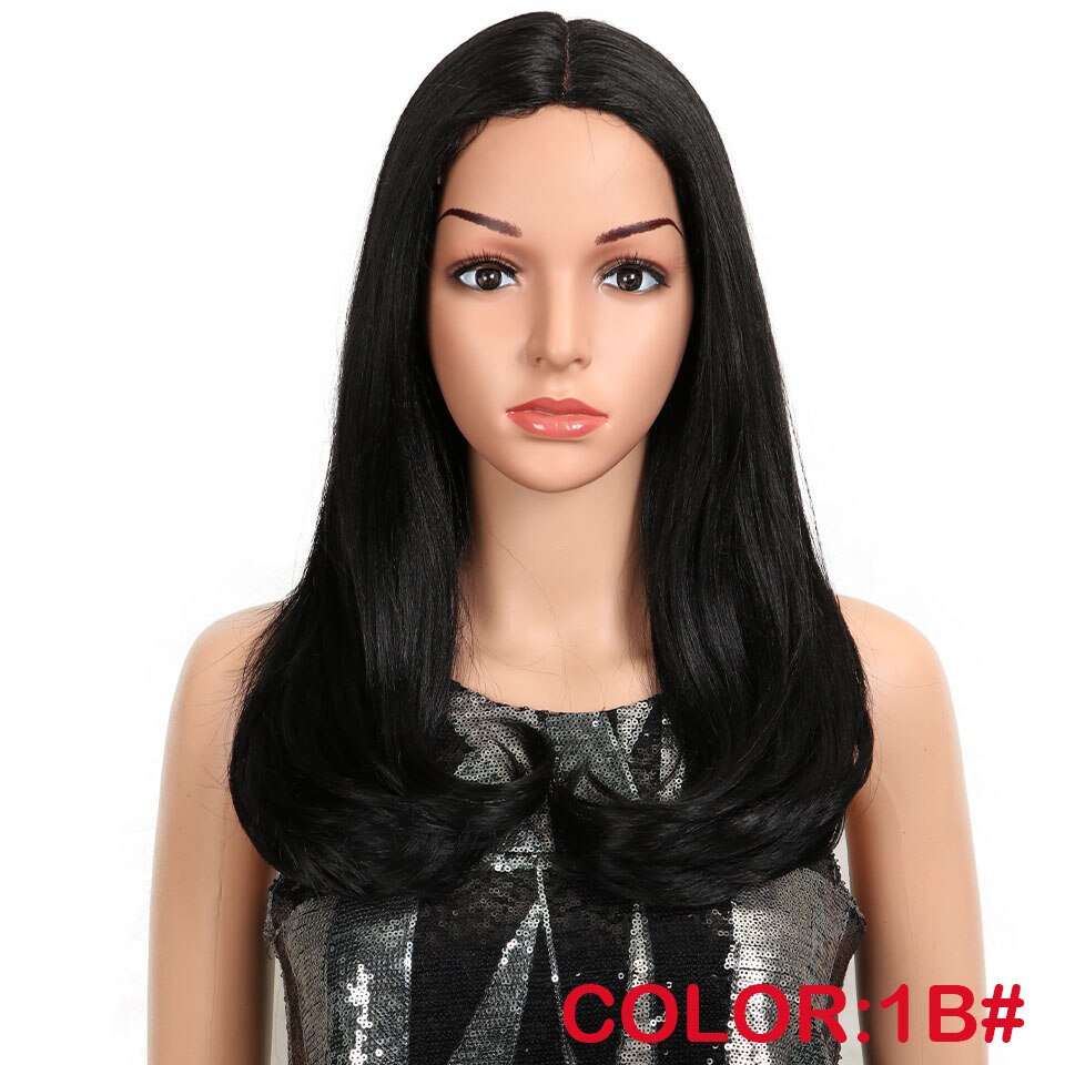 MAGIC Hair 20"Inch Brown Pink Ombre Wig Straight Heat Resistant Synthetic Hair Lace Front Fiber Wigs For Black/White Woman: 1B