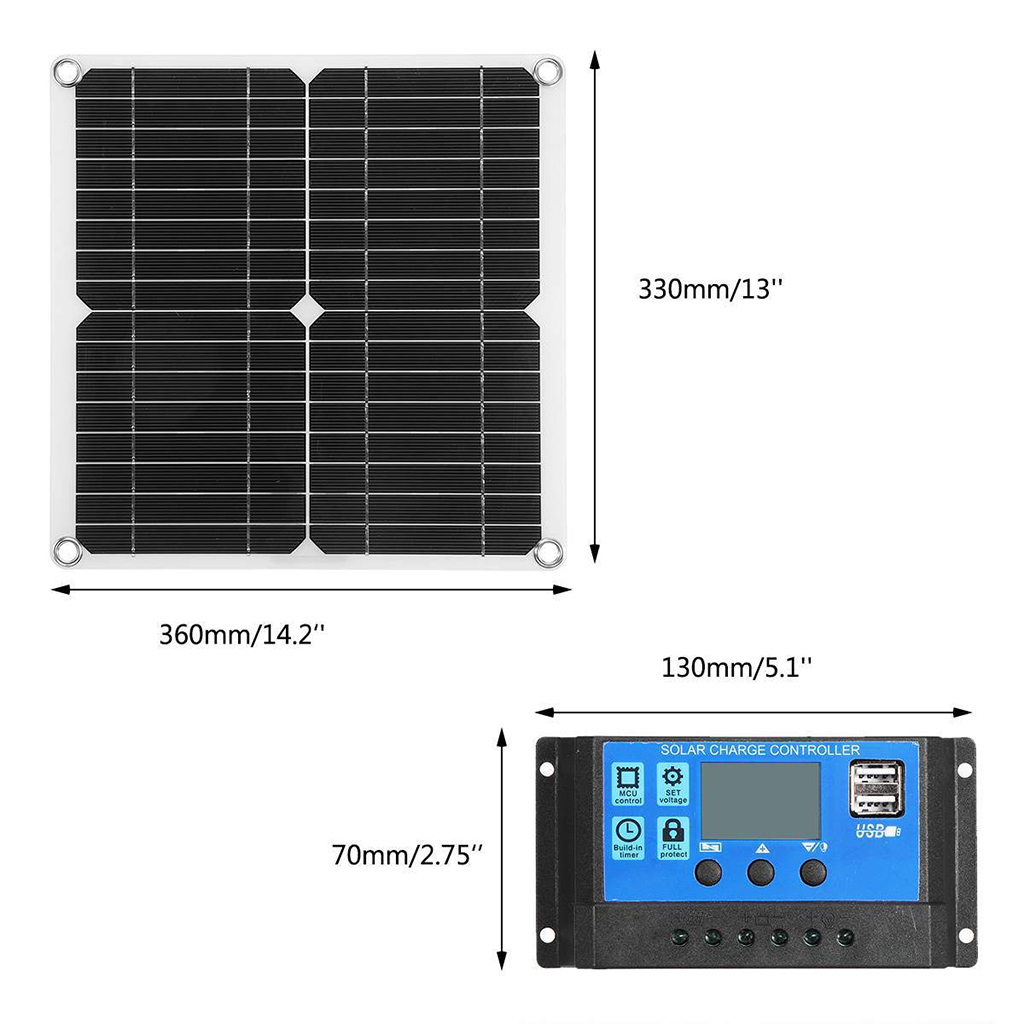 300W Solar Panel Kit 2 in 1 18V Battery Charger Maintainer for Car RV Vehicle Marine Boat Solar Charge Controller