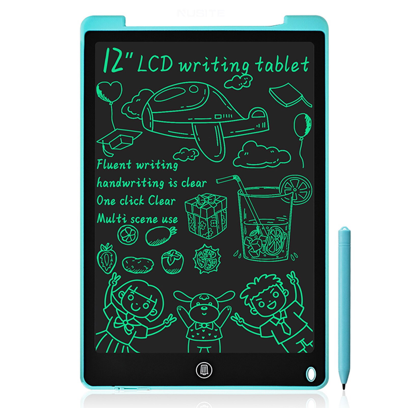 LCD Writing Tablet 12 Inch Color Screen with Stylus Drawing Writing Taking Notes Leaving Messages for Toddlers Adults: Blue 1