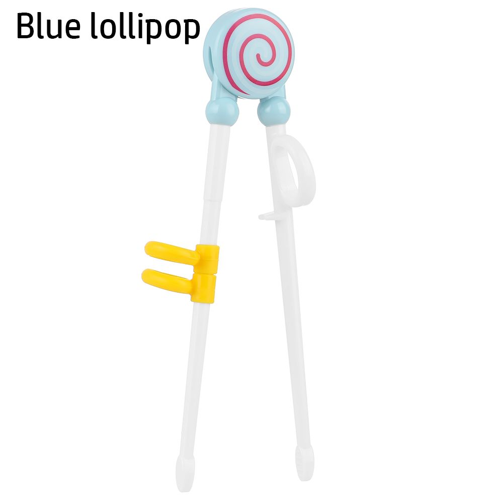 1 Pair Cartoon Chopsticks Children Eating Training Chopsticks Learn Chopsticks Correct Usage Baby Practice Chopstick: Blue lollipop