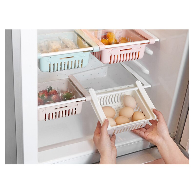 Mini ABS DIY Slide Kitchen Fridge Freezer Space Saver Organization Storage Rack Bathroom Shelf Rack Organizer Holder