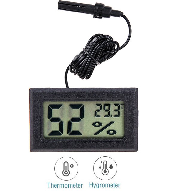 LCD Electronic Digital Temperature Humidity Meter Indoor Outdoor Thermometer Hygrometer Weather Station Clock: Grey