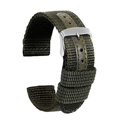 Ure tilbehør nylon læder urrem til dw ure rem 18mm 20mm 22mm 24mm bredde ur erstatningsbånd: Militærgrøn / 18mm